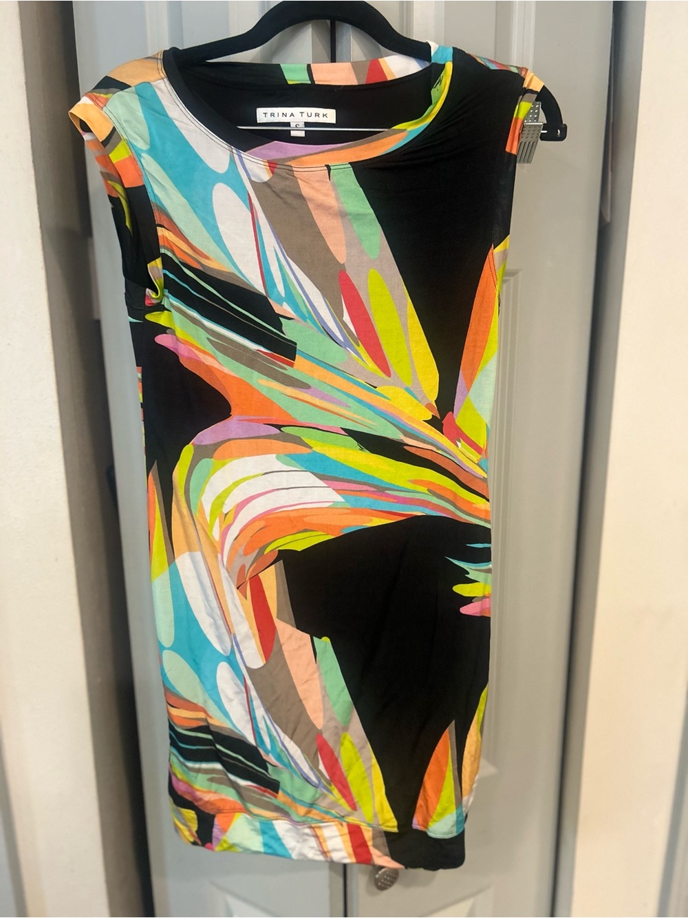 Trina Turk Black Multicolor Abstract Print Dress
